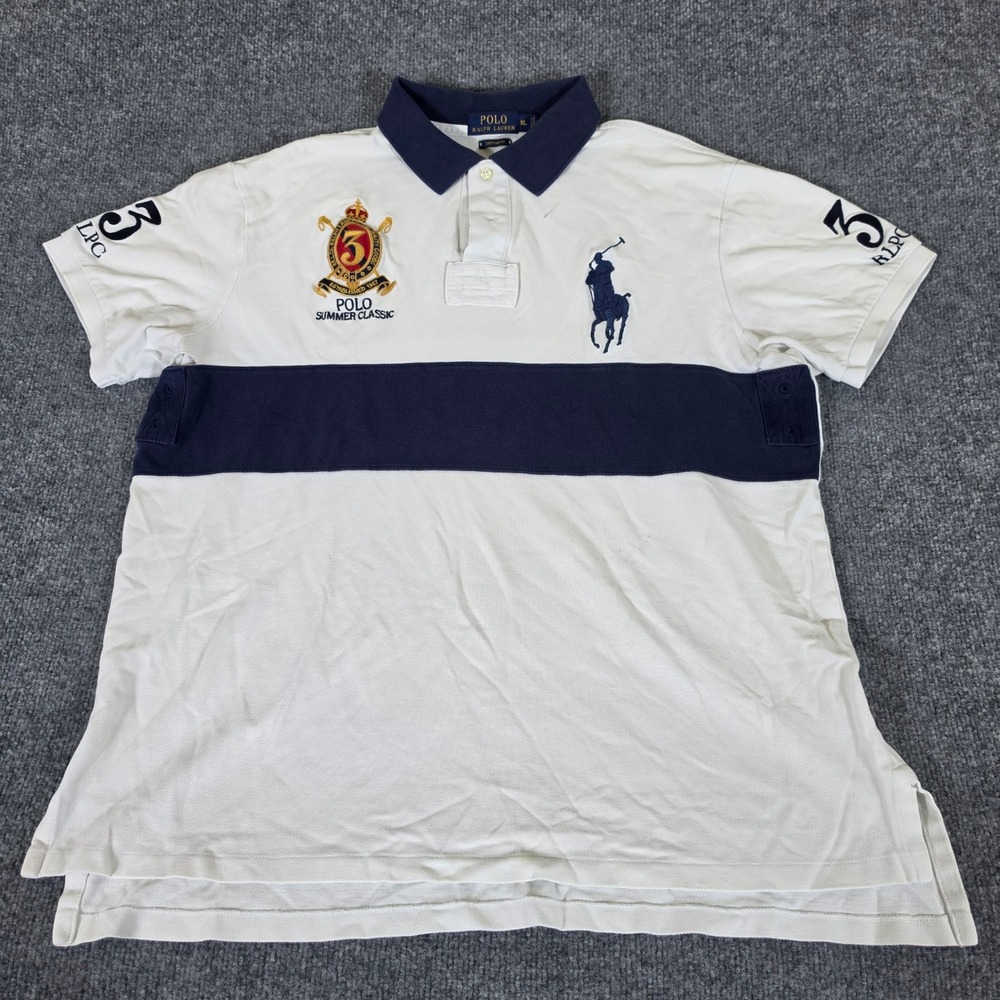 Polo Ralph Lauren Mens XL Custom Fit Big Pony Summer Classic Polo Shirt White